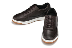 CALTO - Y7887 - 2.6 Inches Taller (Deep Espresso/White & Gum Sole) - Elevated Leather Sneakers