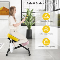 Adjustable Ergonomic Kneeling Chair with Upgraded Gas Spring Rod and Thick Foam Cushions