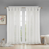 Floral Embellished Tab Top Solid Curtain Panel
