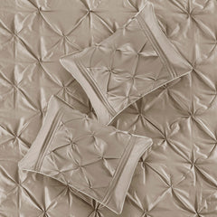 7 Piece Tufted Comforter Set Taupe Queen