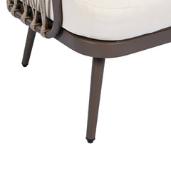 4-Piece Outdoor Patio Furniture Set with Metal Frame and Woven Rope