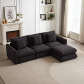 102.2 Inch Combination Sofa Modular Sofa with Ottoman Black