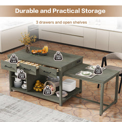 TREXM Extendable Kitchen Island with Storage
