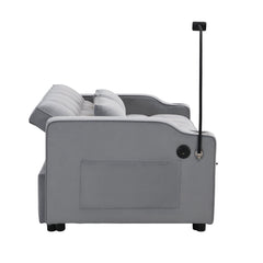 Modern Velvet Loveseat Futon Sofa Couch with Pullout Bed