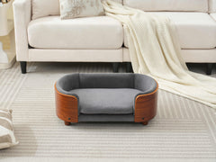 Scandinavian Style Elevated Dog Bed with Solid Walnut Wood Legs