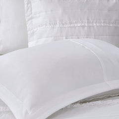 5 Piece Microfiber Ruffled Comforter Set White California King