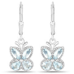 1.76 Carat Genuine Aquamarine .925 Sterling Silver Earrings