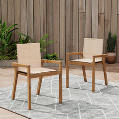 Belfast Dining Chair With Acacia Wood Frame And Mesh Seating (Set of 2)