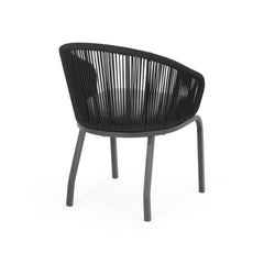 Outdoor Accent Chair with Rope Weave and Metal Frame, Set of 2, Grey
