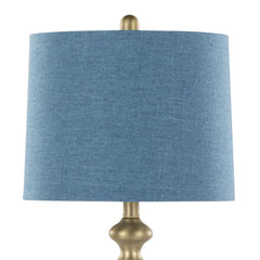 Ashland 27" Contemporary Metal Table Lamp Set in Gold with Linen Shades