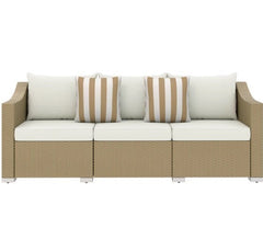Outdoor Furniture Rattan Sofa with Cushions and Throw Pillows