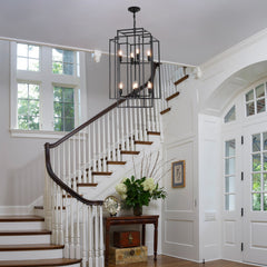 18' Modern 8-Light Black Geometric Pendant Chandelier