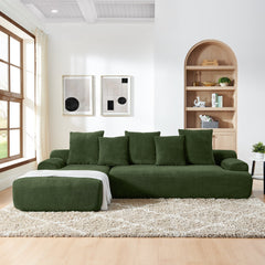 110.25x67'' Modern Upholstered L-Shape Sectional Sofa Velvet Green