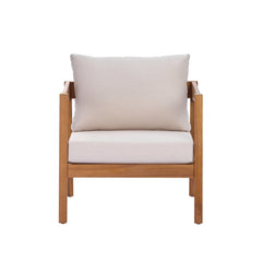 4 Piece Acacia Wood Patio Furniture Set with Soft Cushions