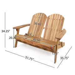 Outdoor Adirondack Rocking Loveseat with Hand Crafted Details Natural