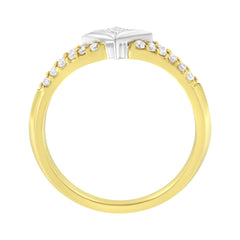 10K Two Tone Color 1/2 Cttw Diamond Kite and Split Shank Ring (H-I Color,SI2-I1 Clarity)