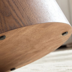 Modern Design Oval Handcraft Drum Coffee Table Length 47.24 inch Walnut Color