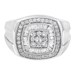 14K White Gold Men's 1 CTTW Diamond Band Ring