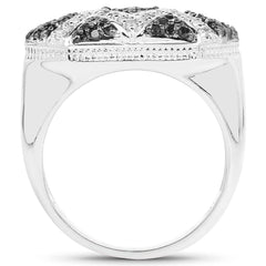 0.61 Carat Genuine Blue Diamond and White Diamond .925 Sterling Silver Ring