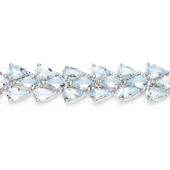 14.11 Carat Genuine Aquamarine .925 Sterling Silver Bracelet