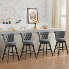 26" Counter Height Bar Stools Set of 2 with 360° Swivel and Velvet Upholstery