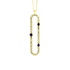 Diamond Sapphire Fashion Pendants 14KT Yellow Gold