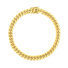7.0mm 14k Yellow Gold Classic Miami Cuban Solid Bracelet