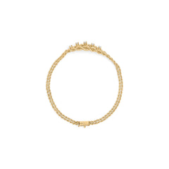 10K Yellow Gold 1/4 Cttw Round-Cut Diamond Basket Weave Rope Chain Style 7" Bracelet (H-I Color, I1-I2 Clarity)