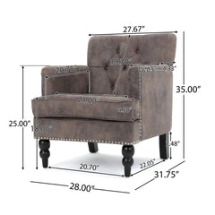 Vitality Club Chair with Button-Tufted Diamond Stitching and Turned Legs
