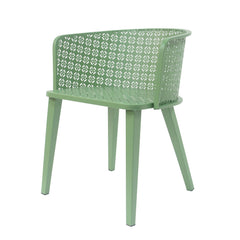 Milan Outdoor Dining Chair Set of 2 in Green Iron with Modern Design