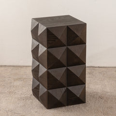 Retro Wooden Side Table with 3D Embossed Design