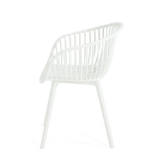 Modern Mykonos Outdoor Dining Chairs Set of 2 with Weather-Resistant White Plastic Resin