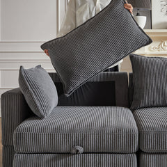 113.5'' Modular Sectional Corduroy Sofa with Storage Ottoman