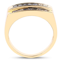 14K Yellow Gold Plated 1.05 Carat Genuine Blue Sapphire .925 Sterling Silver Ring