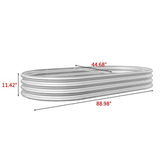 Raised Garden Bed Outdoor Oval Large Metal Planter Bed - Silver