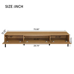Boho TV Stand for TVs Up to 80" with Rattan Decoration and Metal Legs