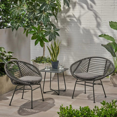 Cordella - Outdoor Woven Wicker Chairs With Cushions, Set of 2