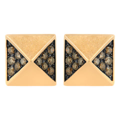 14K Rose Gold 1/4 Cttw Brown Diamond Pyramid Stud Earring (Brown Color, SI1-SI2 Clarity)