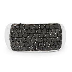 1.21 Carat Genuine Black Diamond .925 Sterling Silver Ring