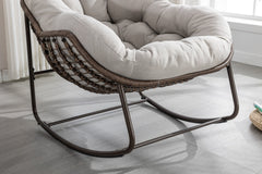 Outdoor Rattan Rocking Chair with Padded Cushion