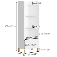 4 Tier Bookcase, Book Display With Safety Restraint, Storage Cabinet For Playroom - White