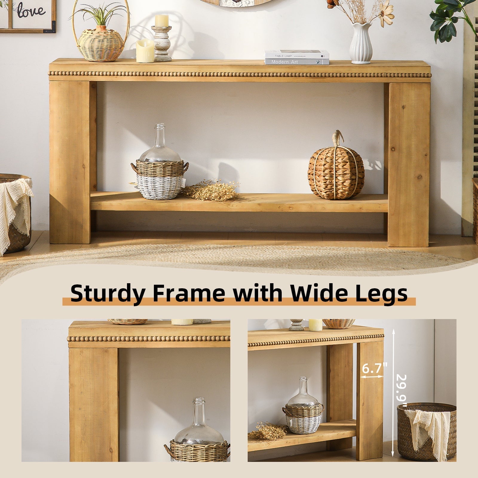 boho console table with storage