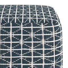 Noreen Square Pouf - Dark Blue / White