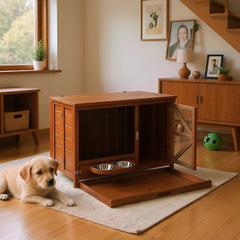 33" Solid Wood Dog Crate Furniture - Foldable Indoor Kennel