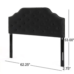 Charismatic Queen Size Headboard with Button Tufting and Nailhead Trim