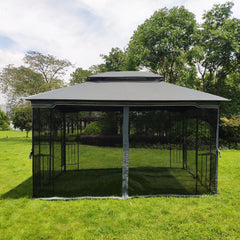 13x10 Outdoor Patio Gazebo Canopy Tent with Ventilated Double Roof and Mosquito Net