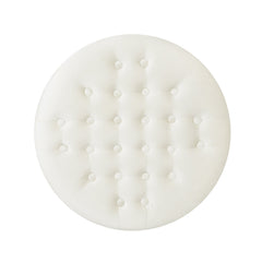 Elegant Round Ottoman with Studded Rim in Beige Velvet