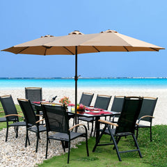 15x9ft Large Double-Sided Rectangular Outdoor Patio Market Umbrella - Taupe