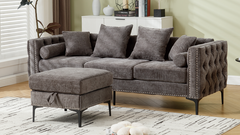 L Shaped Sectional Sofa Chenille Dark Gray