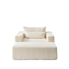 75-Inch Corduroy Sofa Lounge Chair with Removable Footrest